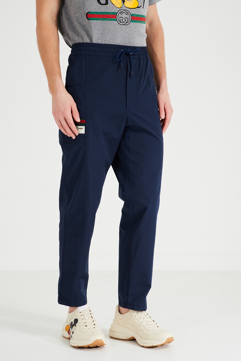 фото Синие брюки с лентой web Gucci