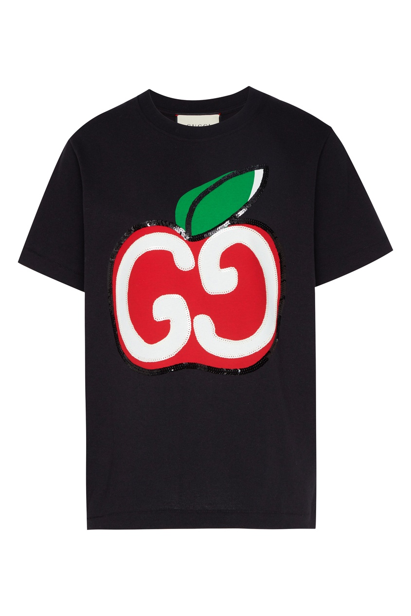 фото Черная футболка с яблоком Gucci
