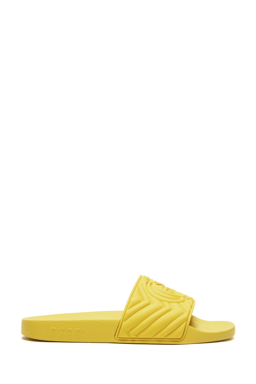 фото Неоново-желтые пантолеты с логотипом Gucci