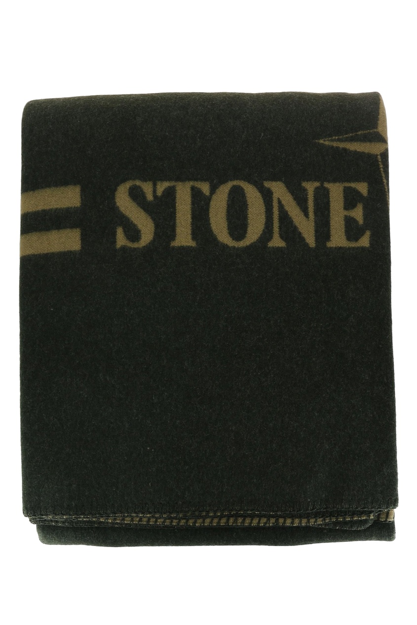 фото Темно-зеленый плед с логотипом stone island
