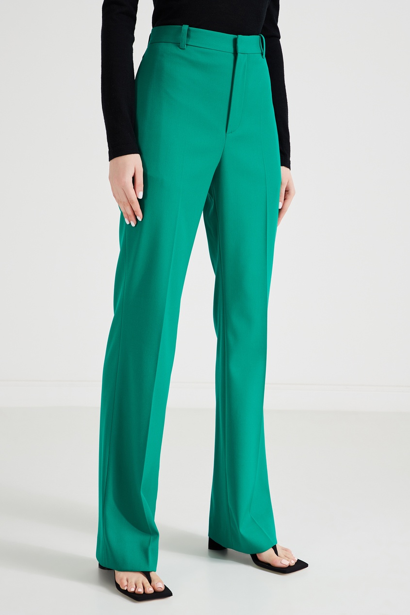 фото Зеленые брюки из шерстяной ткани balenciaga