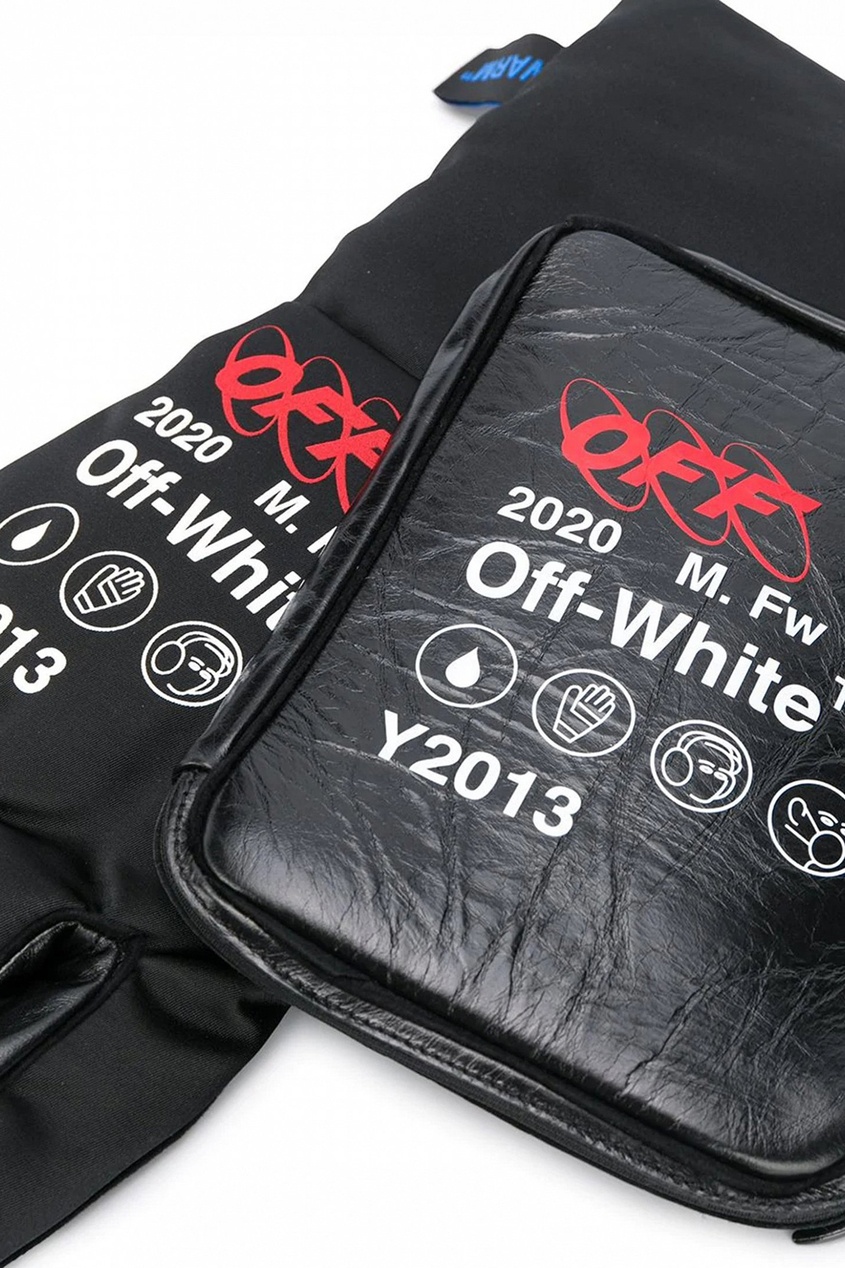 фото Черные комбинированные перчатки off-white