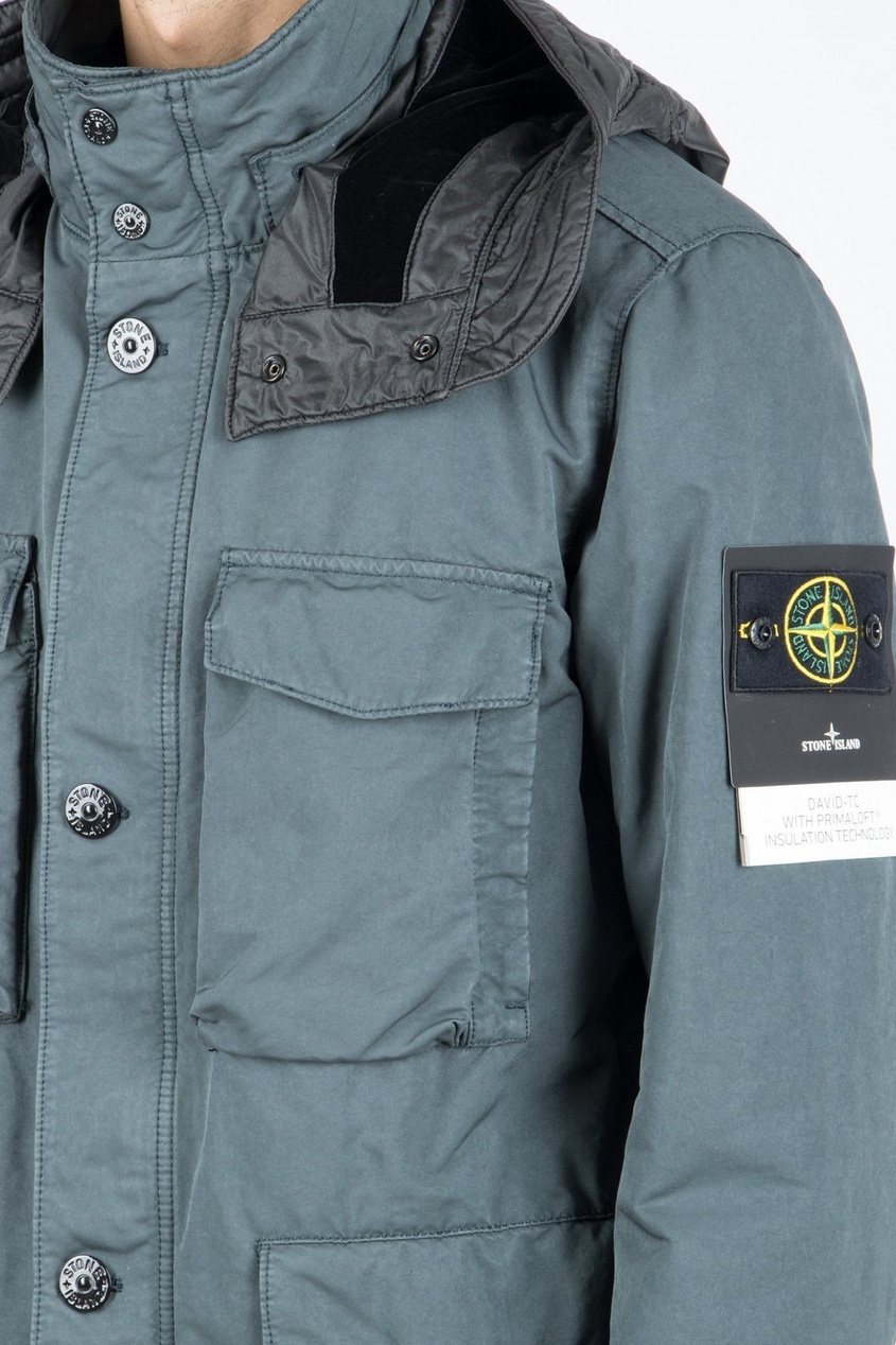 фото Серая куртка с накладными карманами stone island