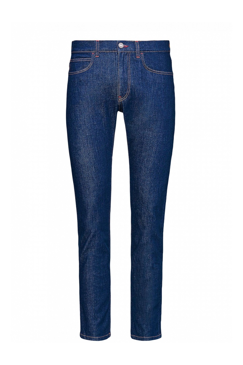 фото Зауженные джинсы с вышитым логотипом versace