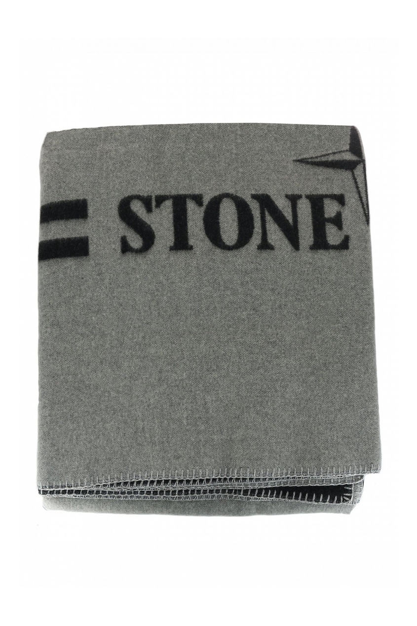 фото Серый плед с логотипом Stone island