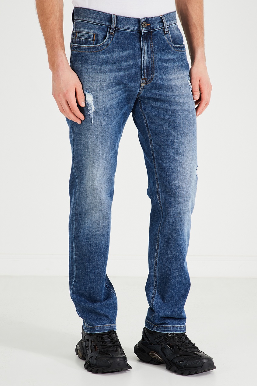 фото Синие джинсы с потертостями Dirk bikkembergs