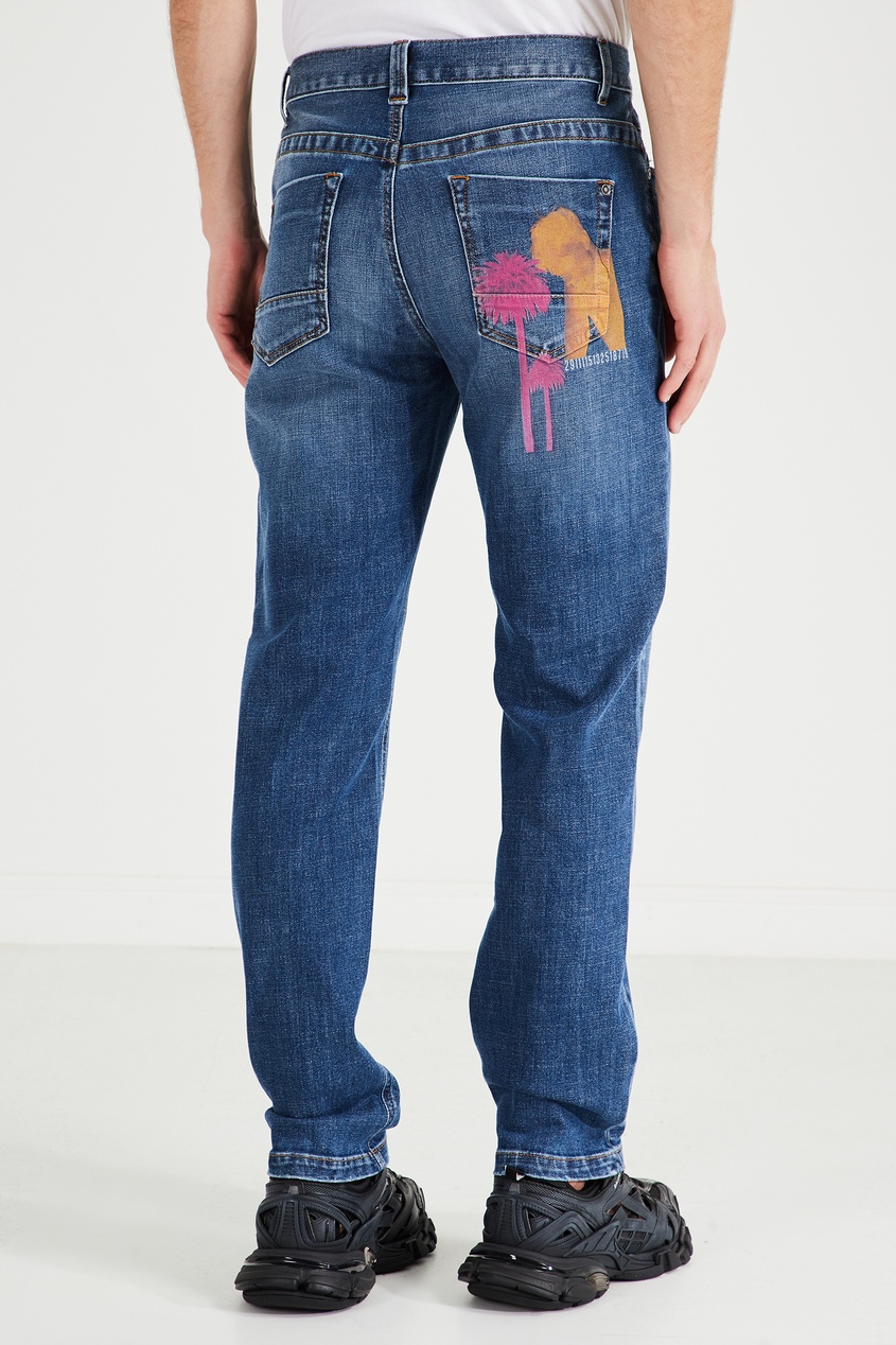 фото Синие джинсы с потертостями Dirk bikkembergs