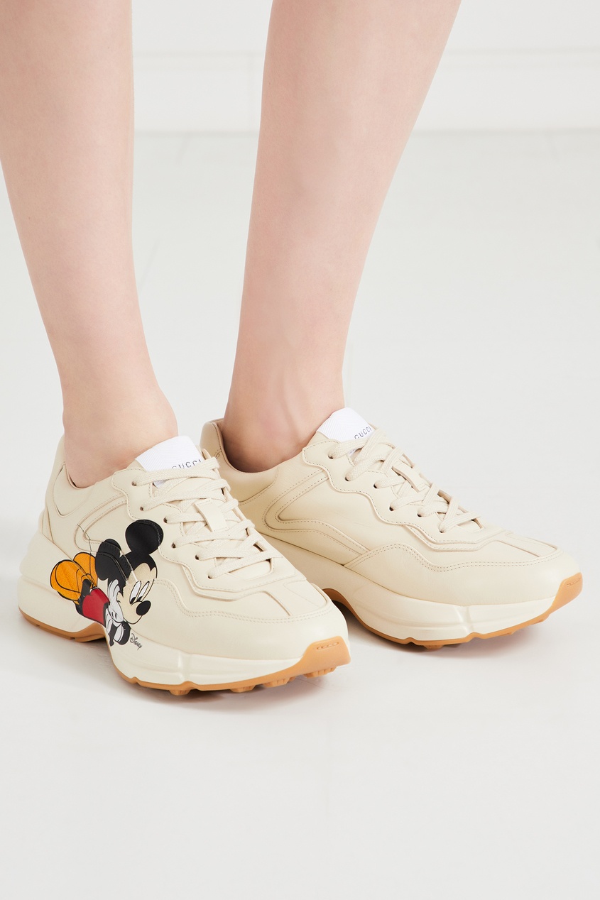 фото Кожаные кроссовки rhyton с микки маусом disney x gucci