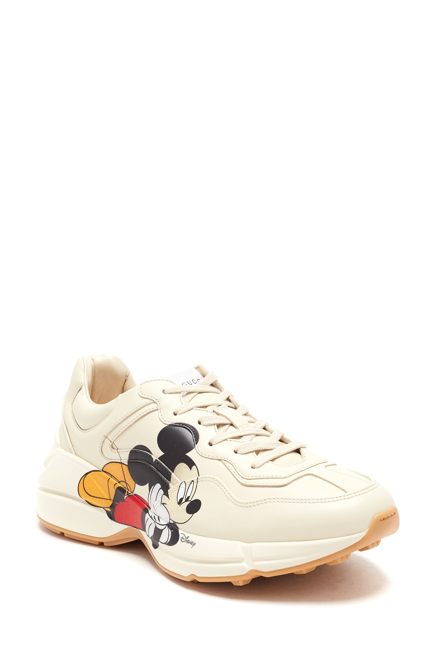 фото Кожаные кроссовки rhyton с микки маусом disney x gucci