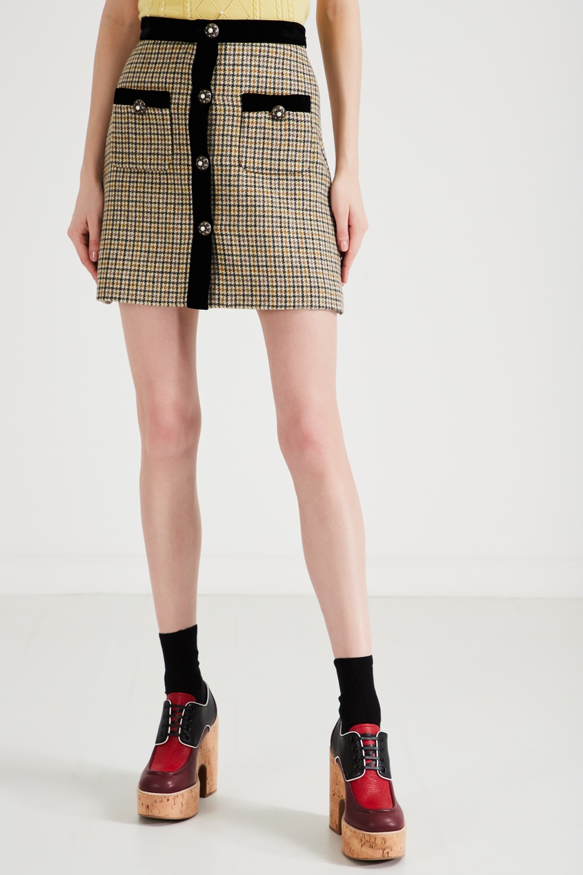 фото Короткая юбка с контрастной отделкой miu miu