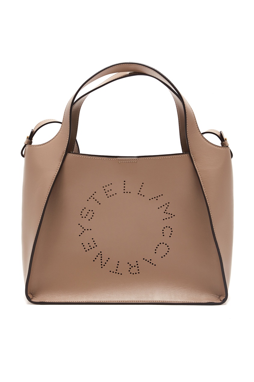 фото Бежевая сумка-тоут stella logo stella mccartney