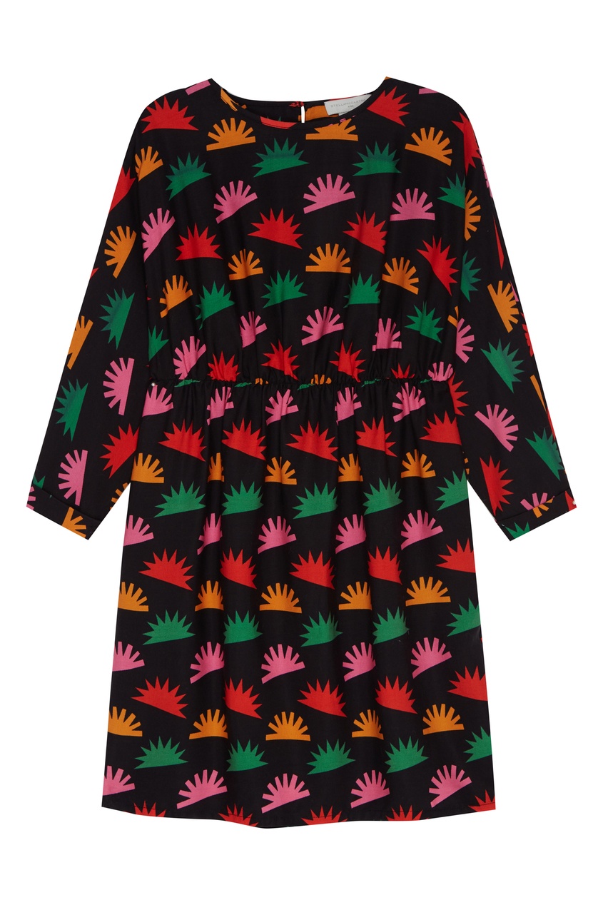

Черное платье с ярким узором, Multicolor, Черное платье с ярким узором