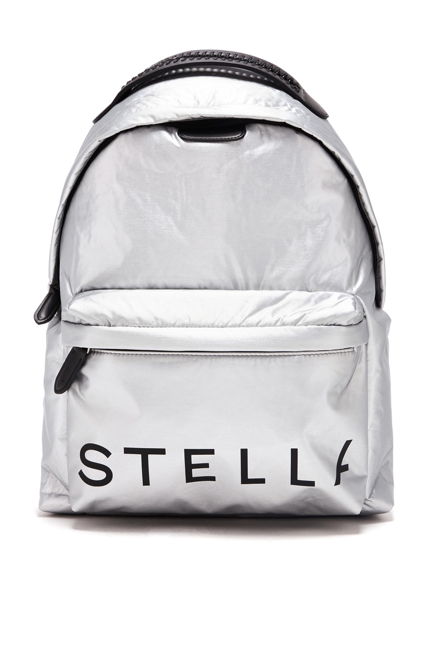 фото Серебристый рюкзак с логотипом stella logo stella mccartney