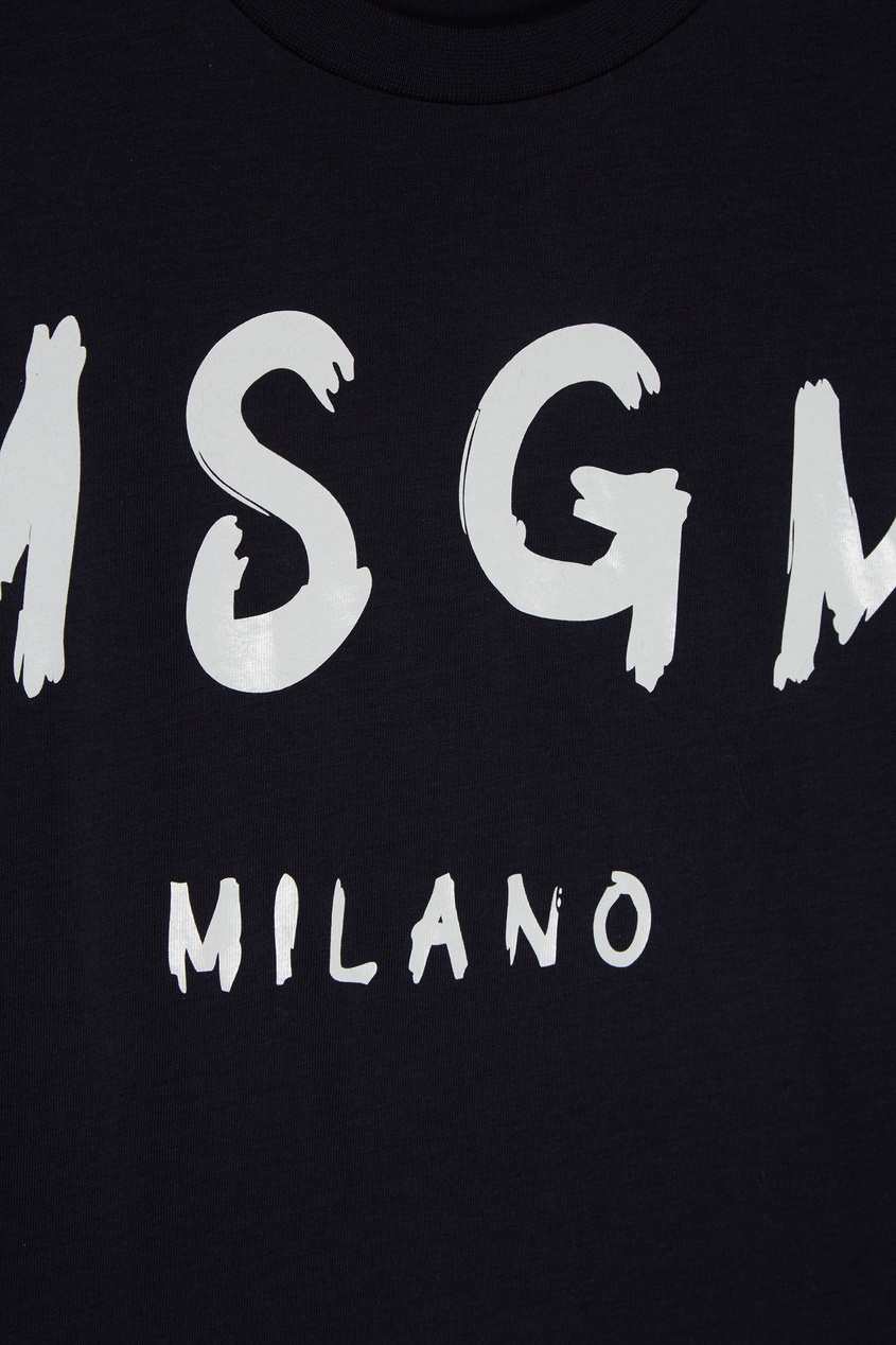 фото Темно-синяя футболка с логотипом msgm