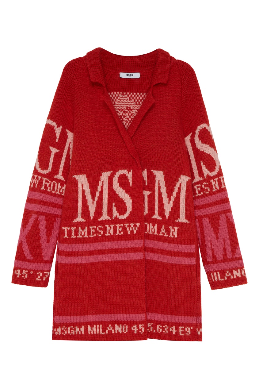 фото Вязаное пальто с логотипом msgm