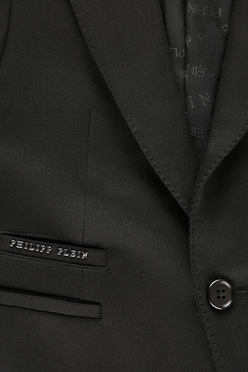 

Черный пиджак с принтами на рукавах