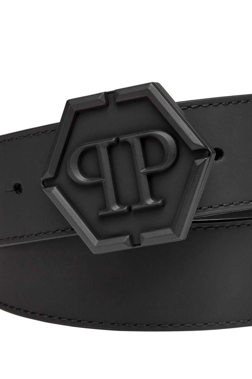 фото Черный ремень с объемным логотипом philipp plein