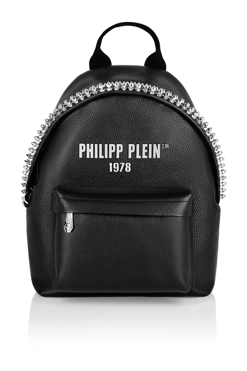 фото Черный рюкзак из фактурной кожи philipp plein