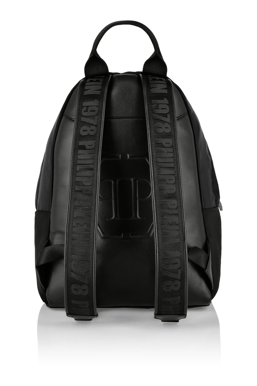 фото Черный текстильный рюкзак с заклепками philipp plein