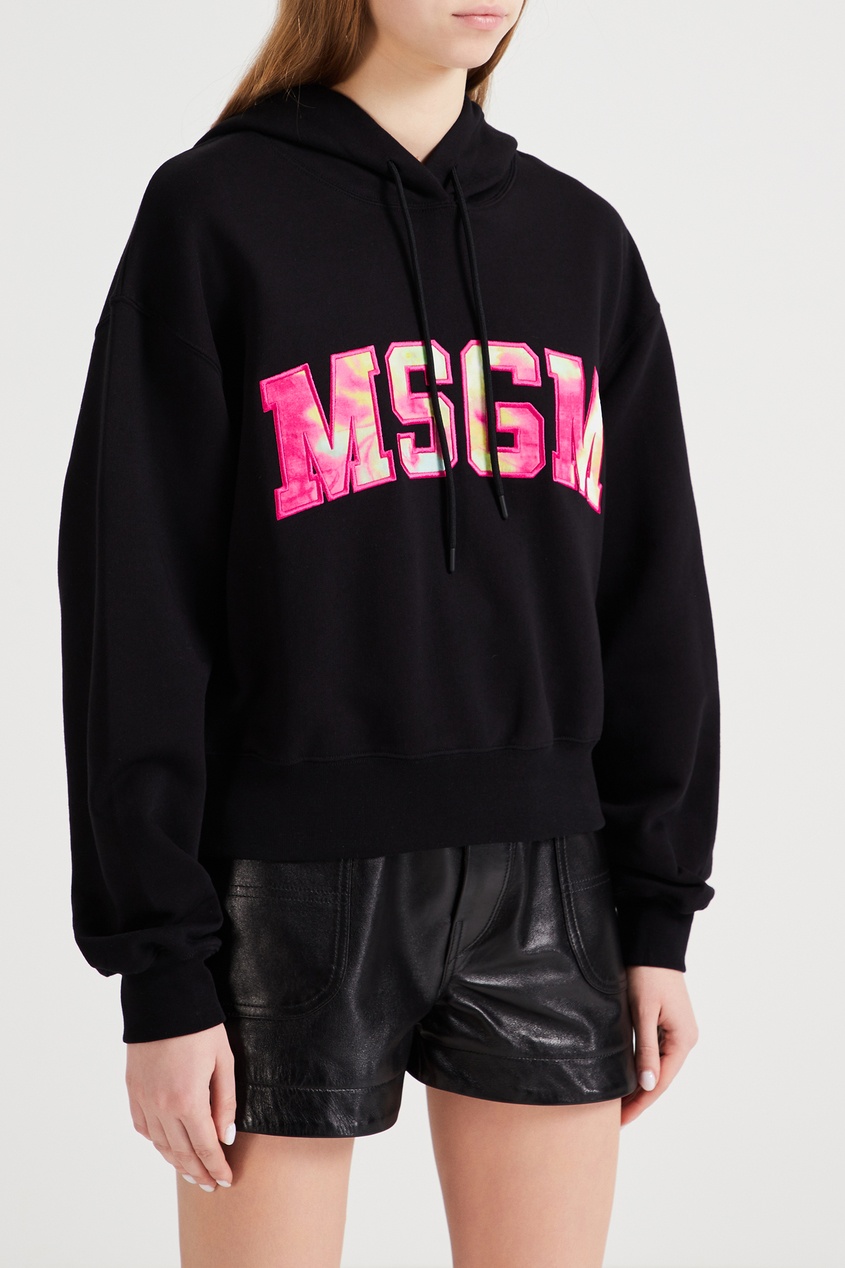 фото Черное худи с принтом college logo msgm