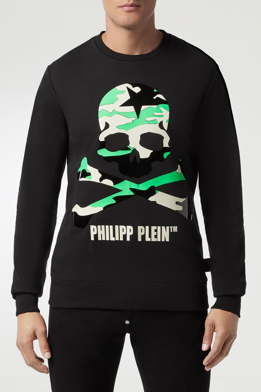 фото Черный свитшот с крупным черепом philipp plein