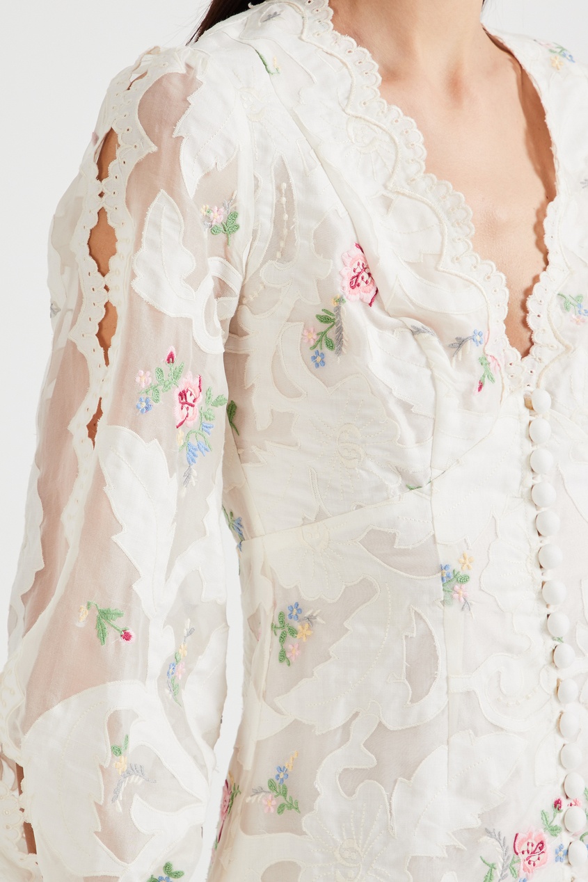 фото Платье мини с цветочным принтом и аппликациями zinnia zimmermann