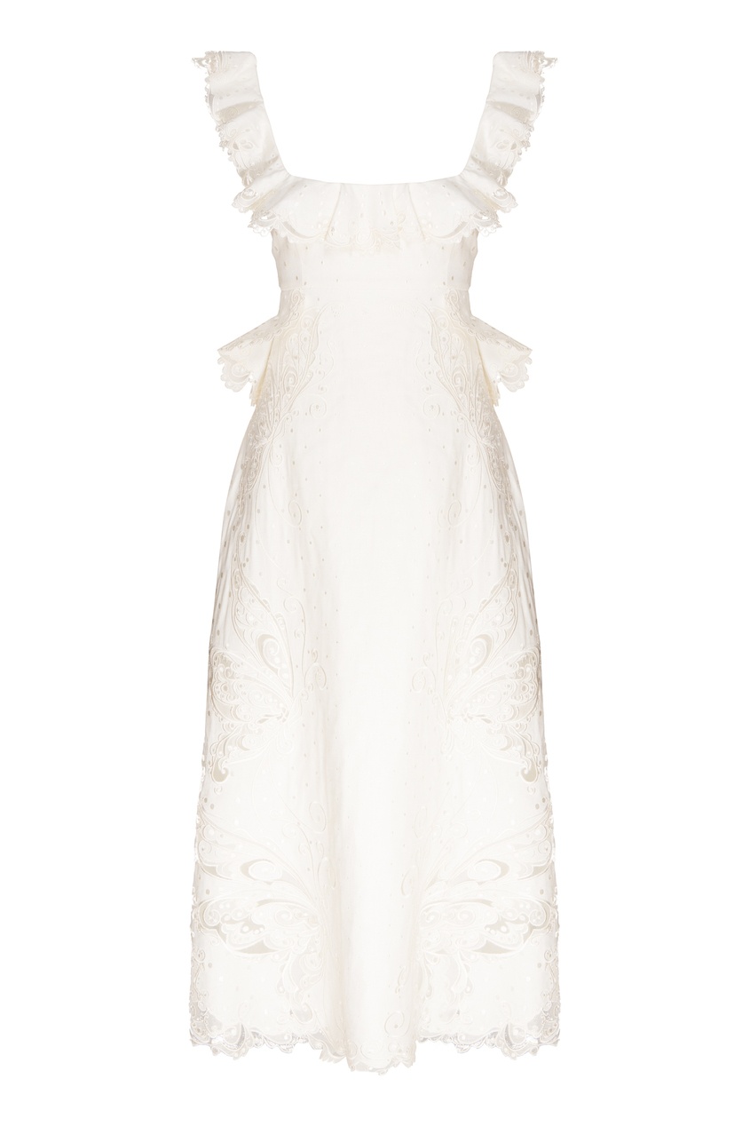 фото Платье миди с вышивкой и рюшами super eight zimmermann