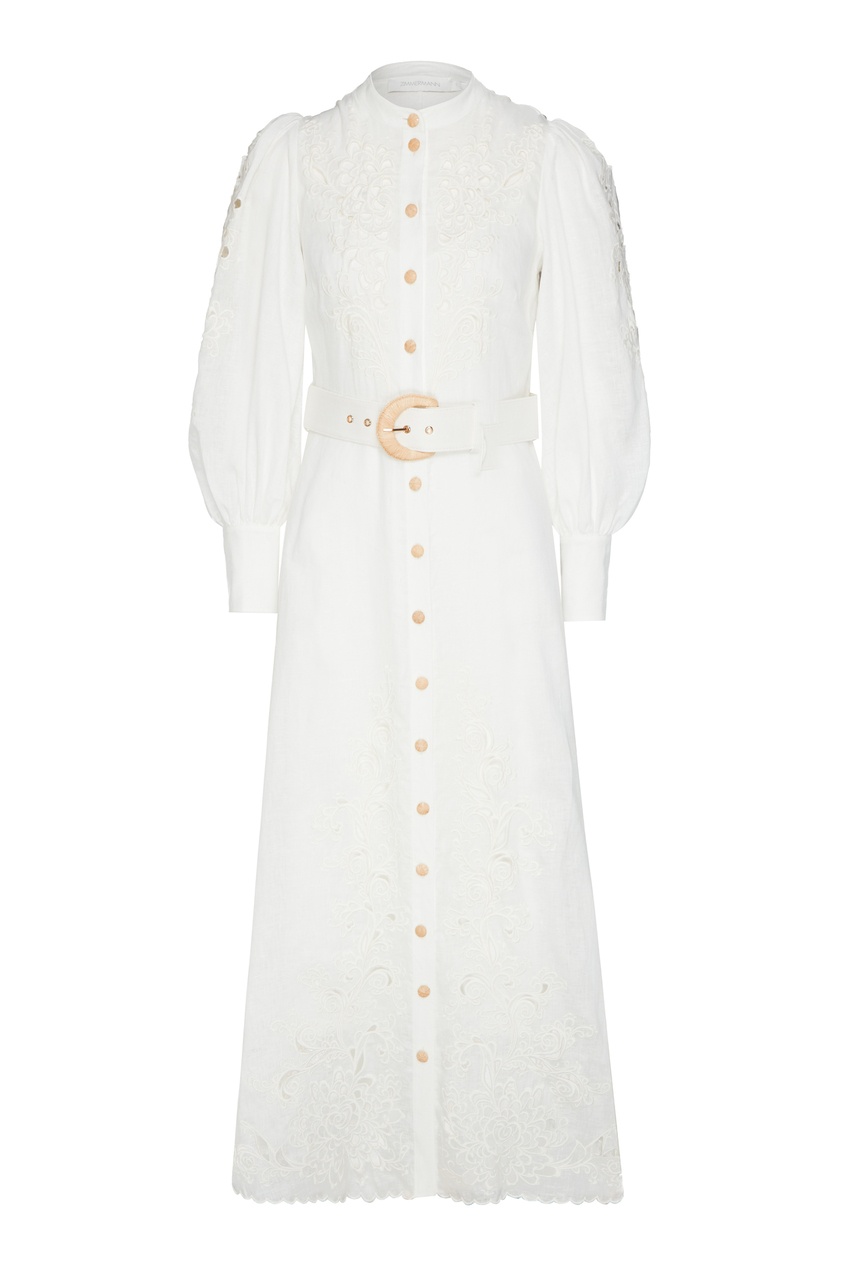 фото Белое платье-рубашка с вышивкой peggy zimmermann