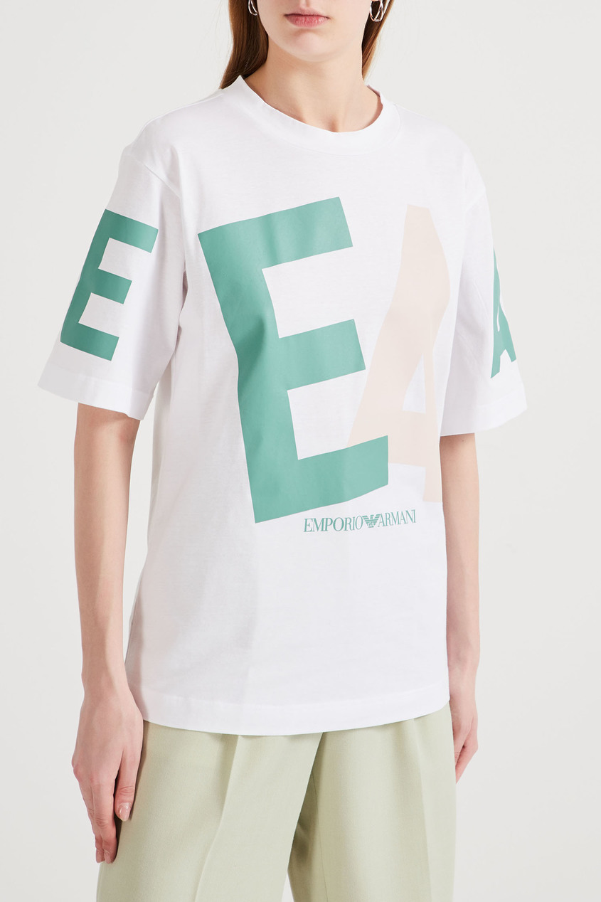 фото Белая футболка с логотипом emporio armani