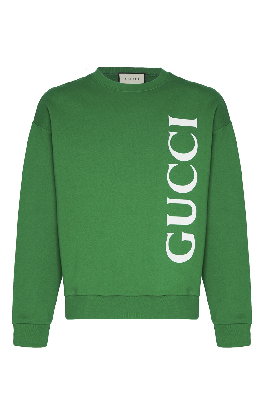 фото Зеленый свитшот с крупным белым логотипом gucci