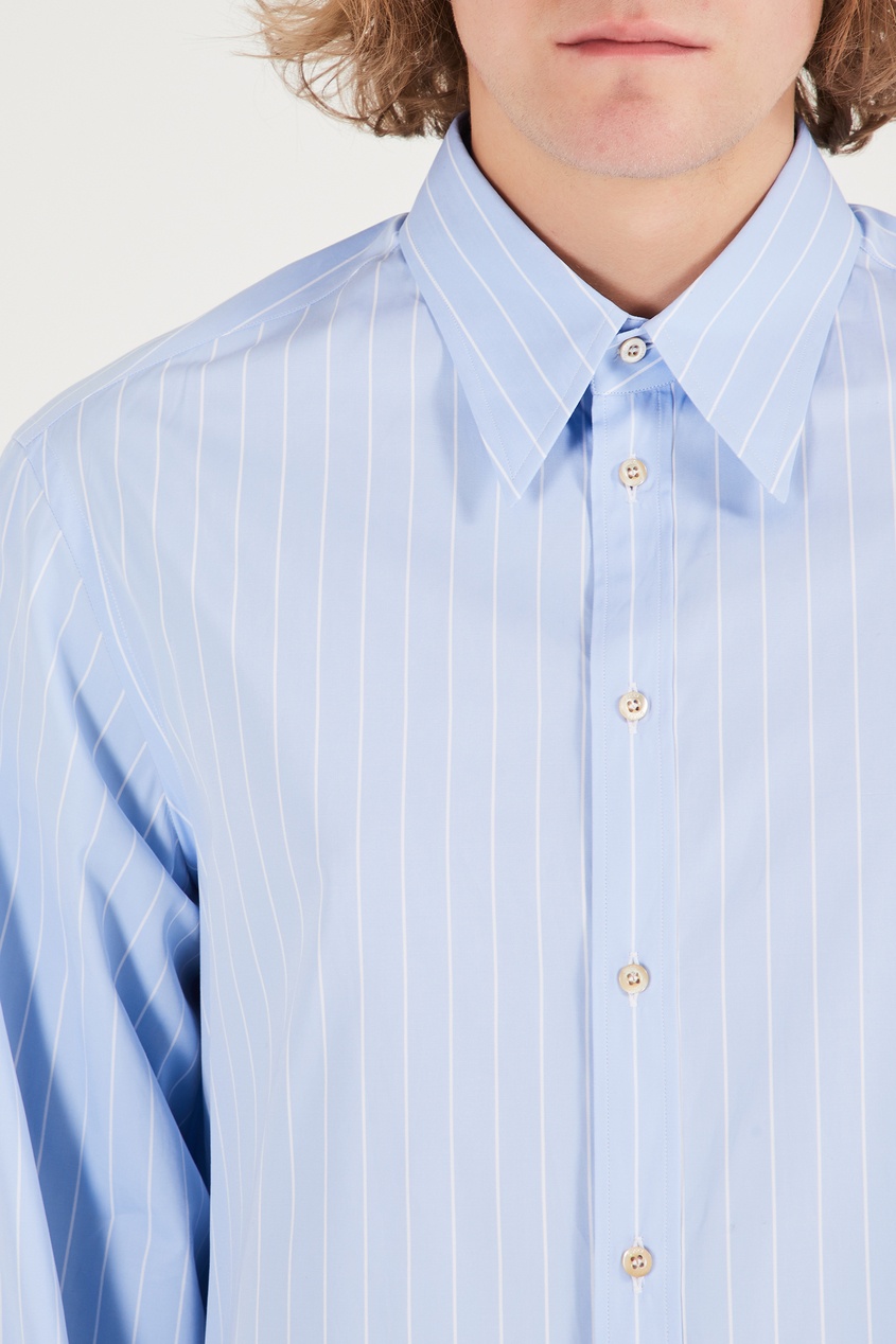фото Голубая рубашка в белую полоску gucci