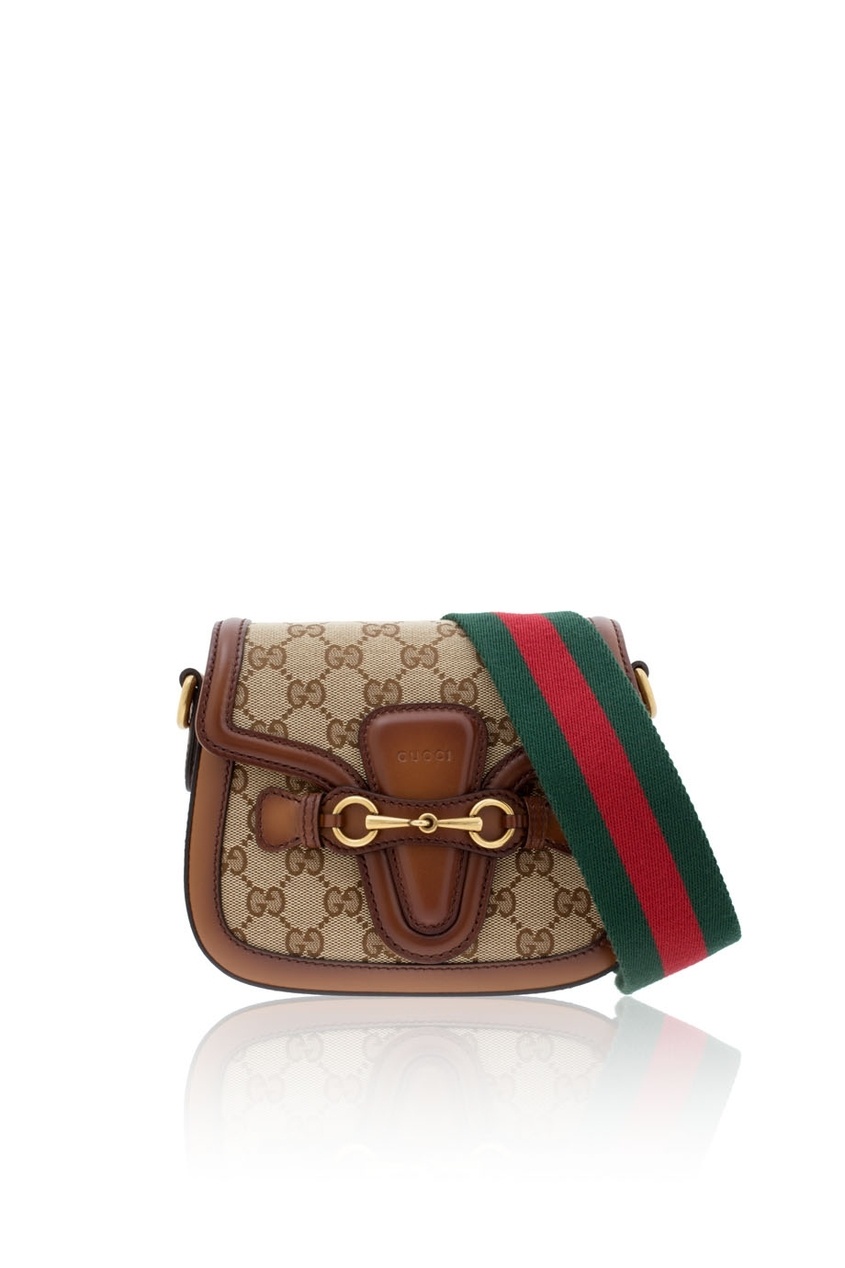 фото Кожаная сумка на ремне Lady Web Gucci