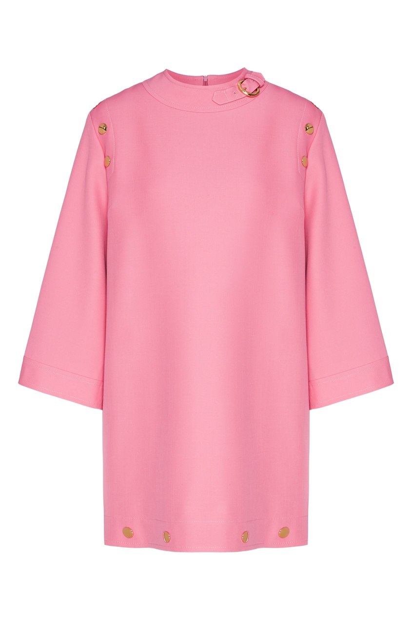 фото Розовое платье мини с заклепками gucci