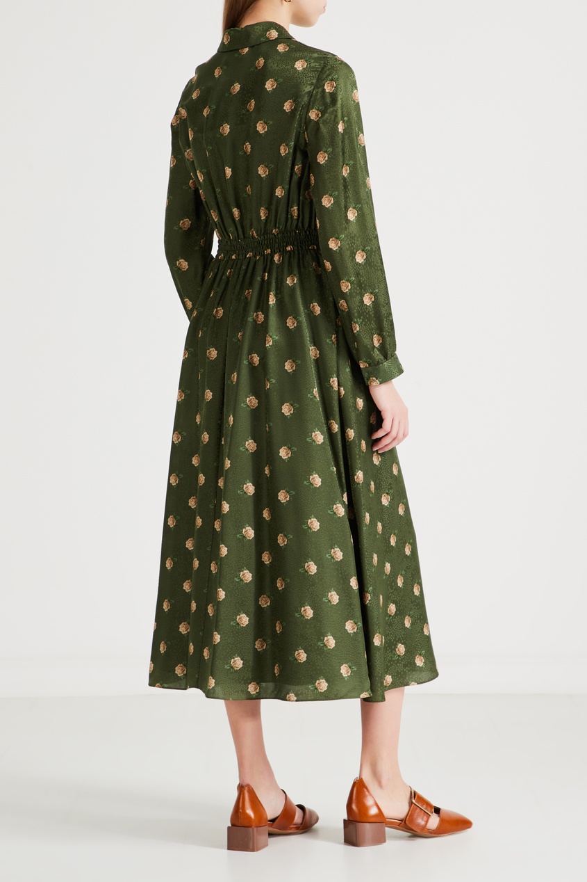 фото Зеленое платье-рубашка с цветочным принтом alena akhmadullina