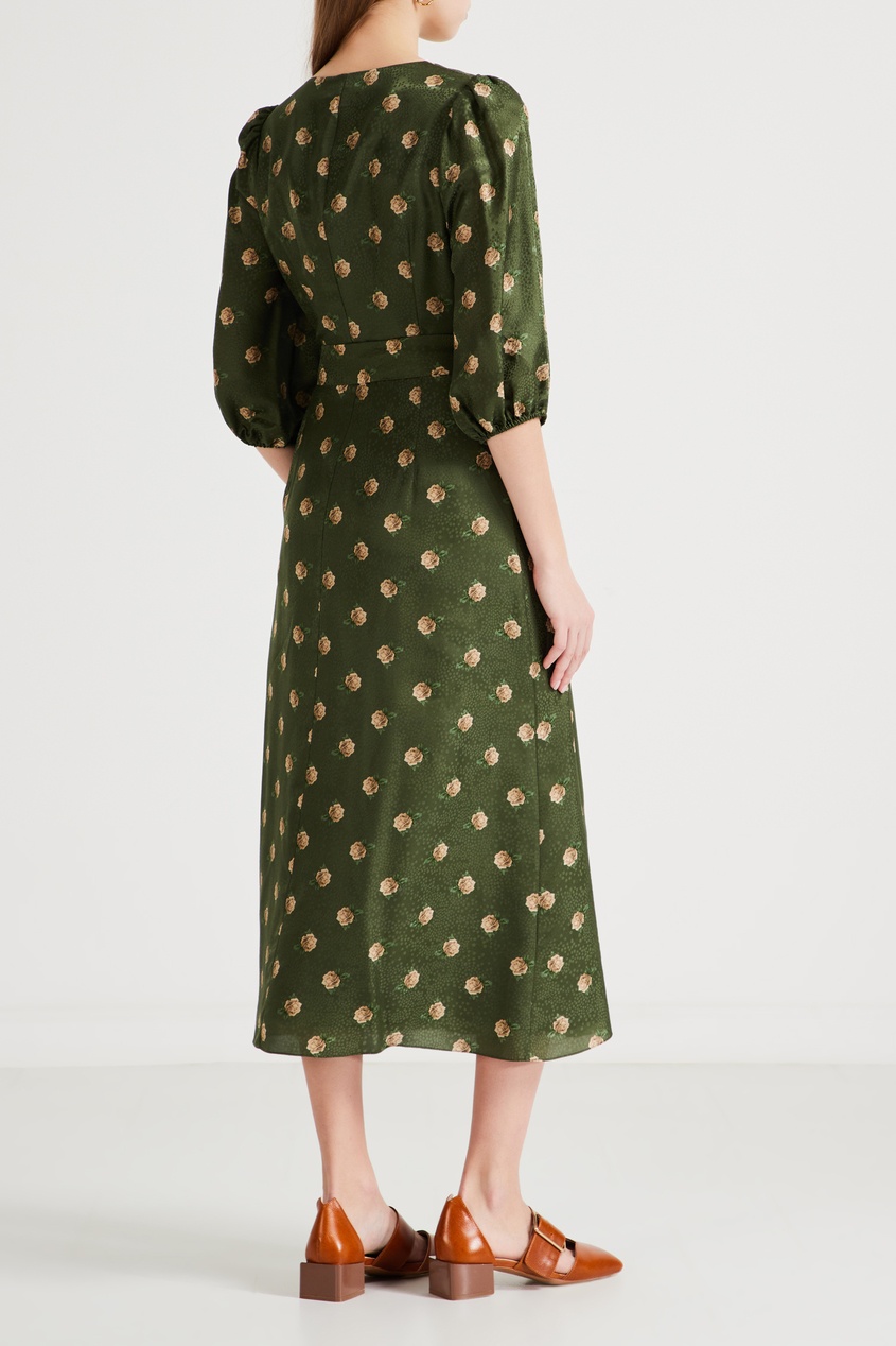 фото Зеленое платье миди с цветочным принтом alena akhmadullina