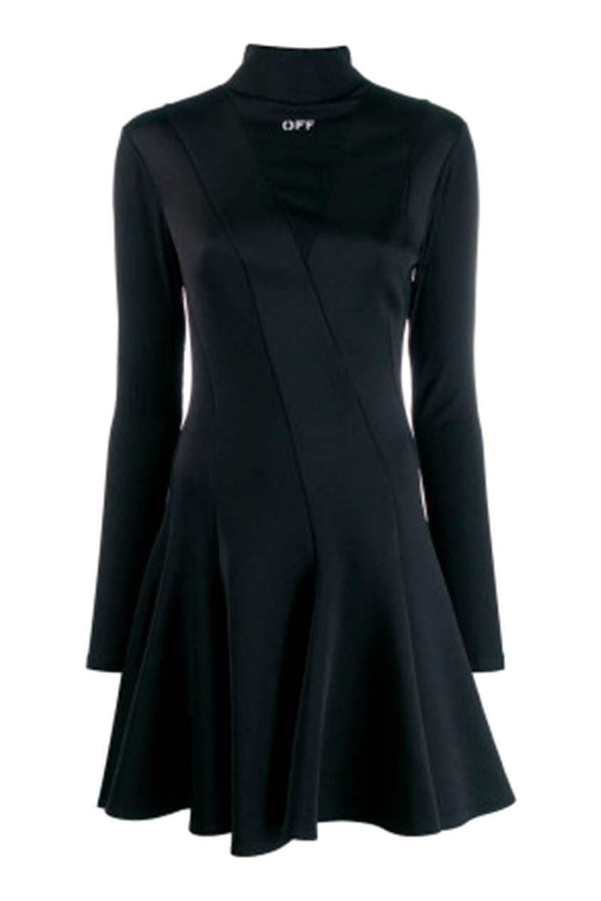 фото Черное платье с расклешенным подолом off-white