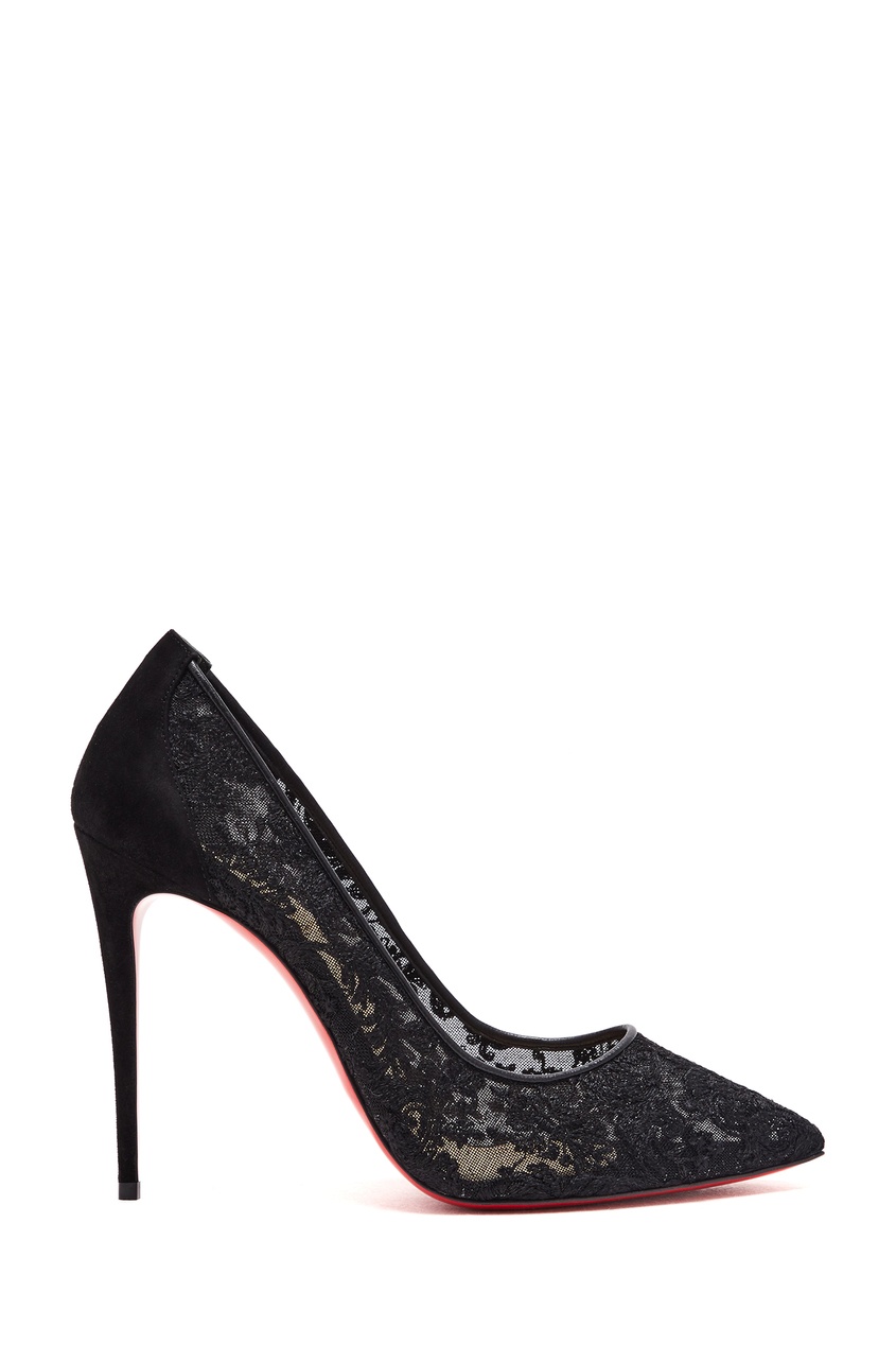 фото Черные кружевные туфли follies lace 100 christian louboutin