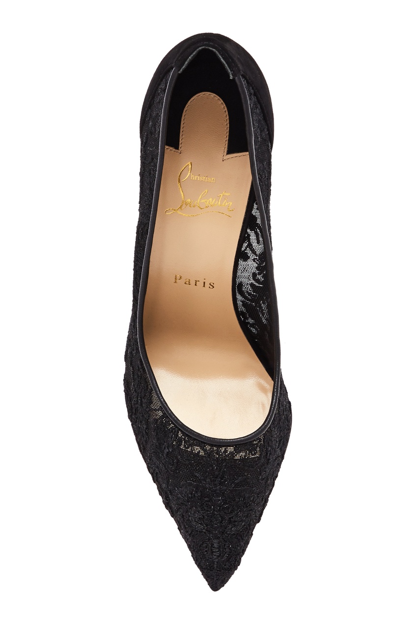 фото Черные кружевные туфли follies lace 100 christian louboutin