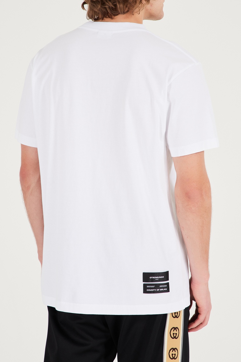 фото Белая футболка с вышитым логотипом marcelo burlon