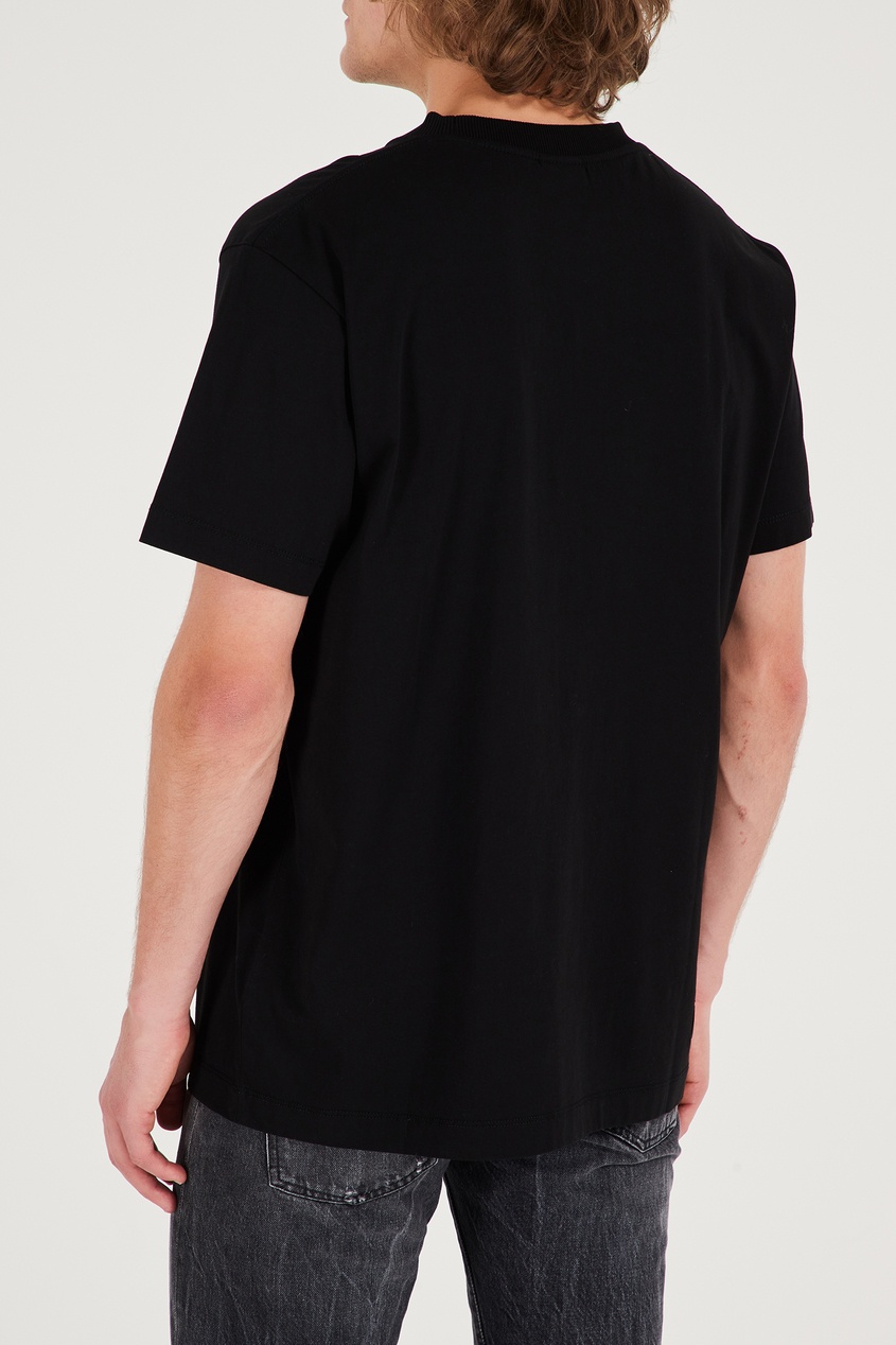 фото Черная футболка с вышитым логотипом marcelo burlon