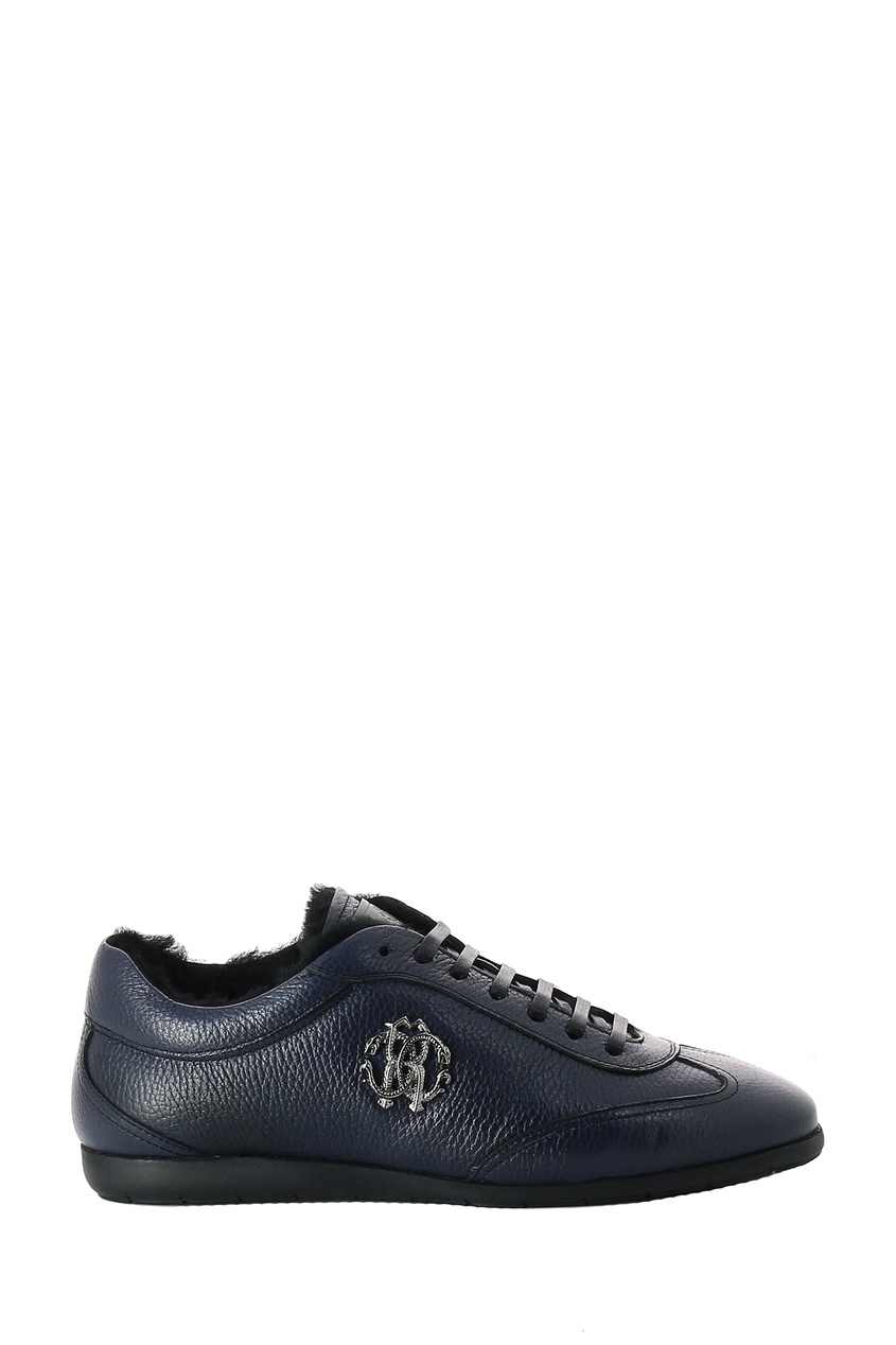 фото Синие кроссовки с логотипом roberto cavalli