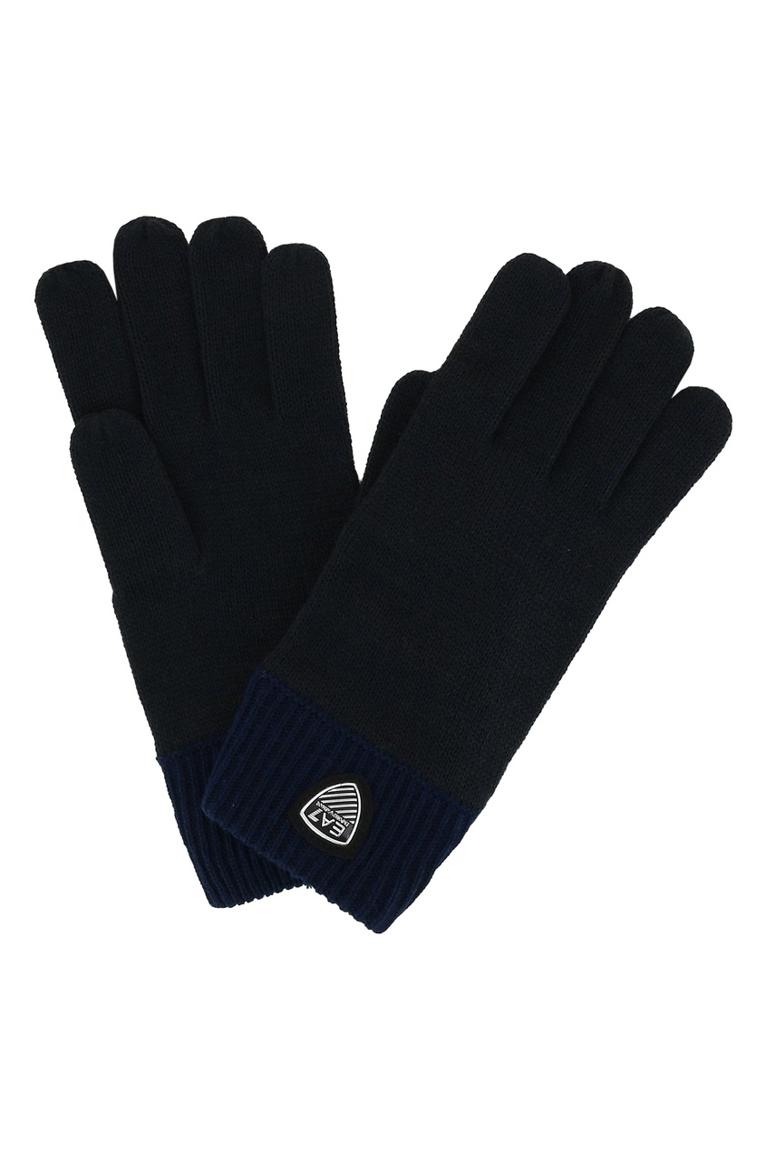 фото Темно-синий комплект из шапки и перчаток ea7