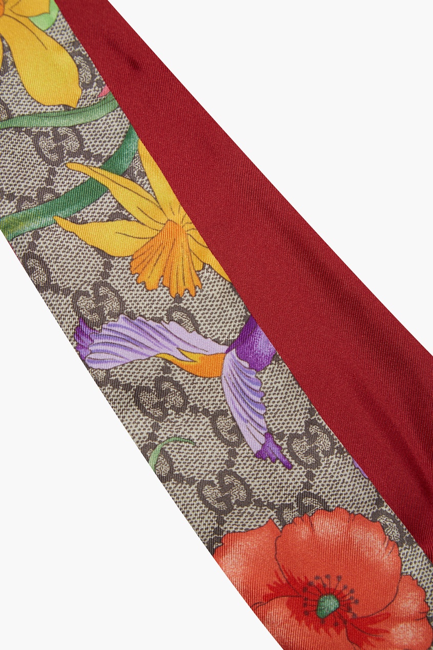 фото Узкий шелковый платок с принтом gucci