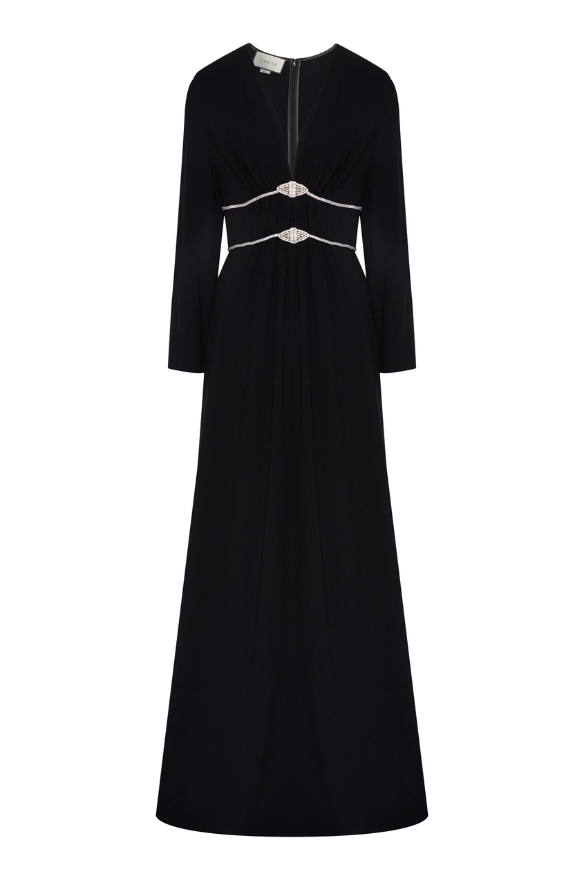 фото Черное платье с декором из кристаллов gucci