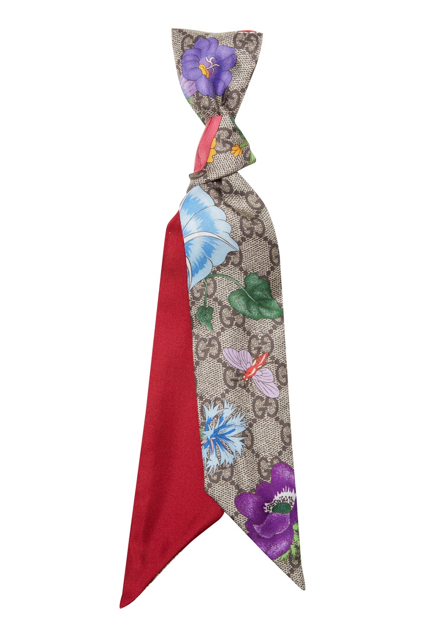фото Узкий шелковый платок с принтом gucci