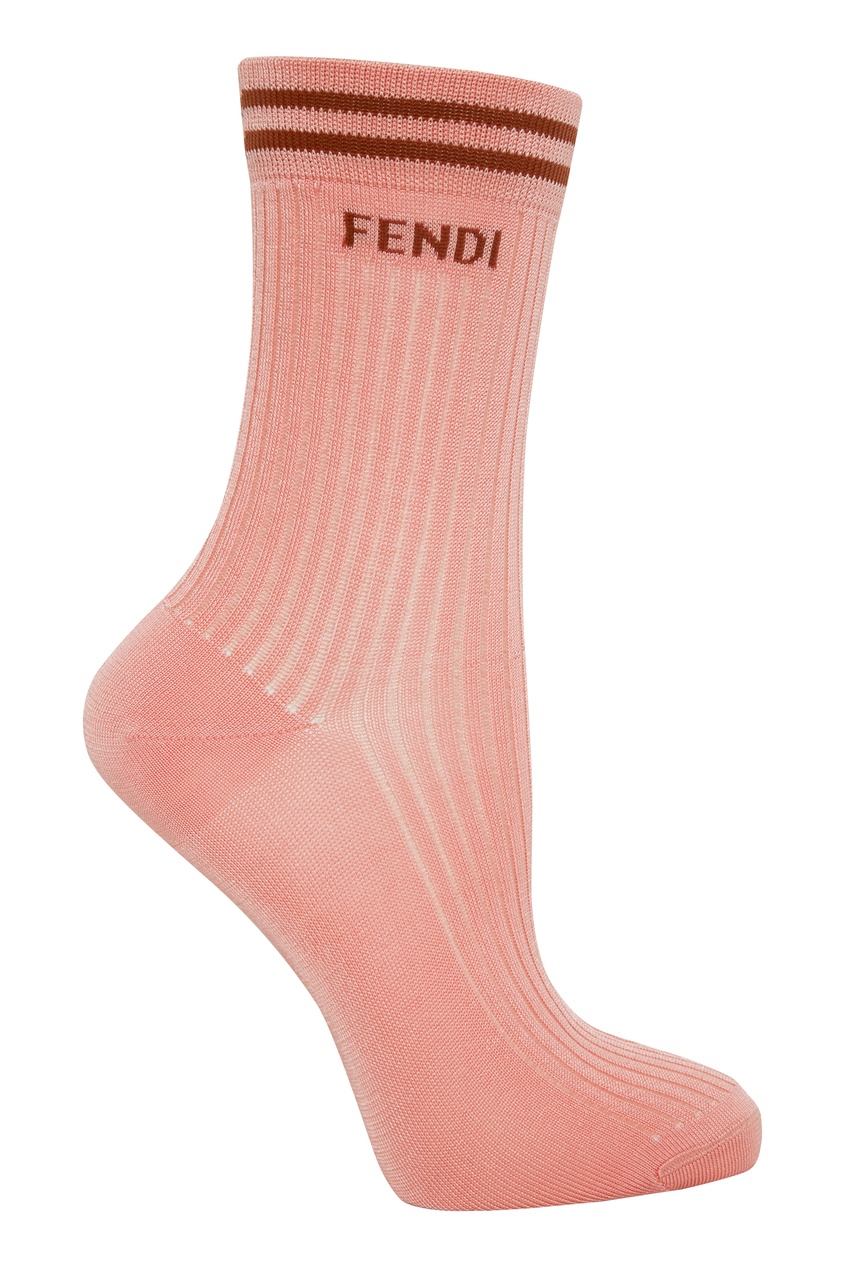 фото Розовые трикотажные носки с логотипом fendi