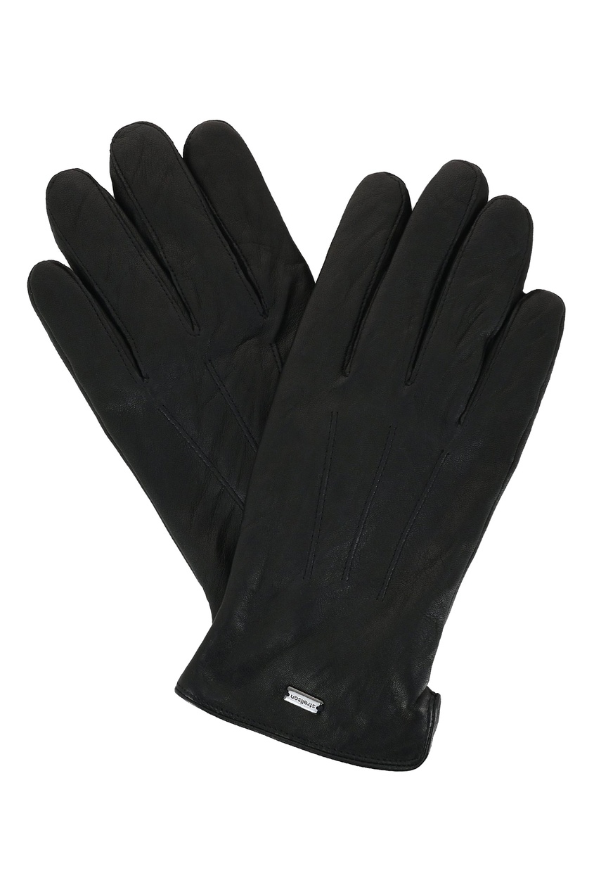 фото Черные перчатки из кожи strellson