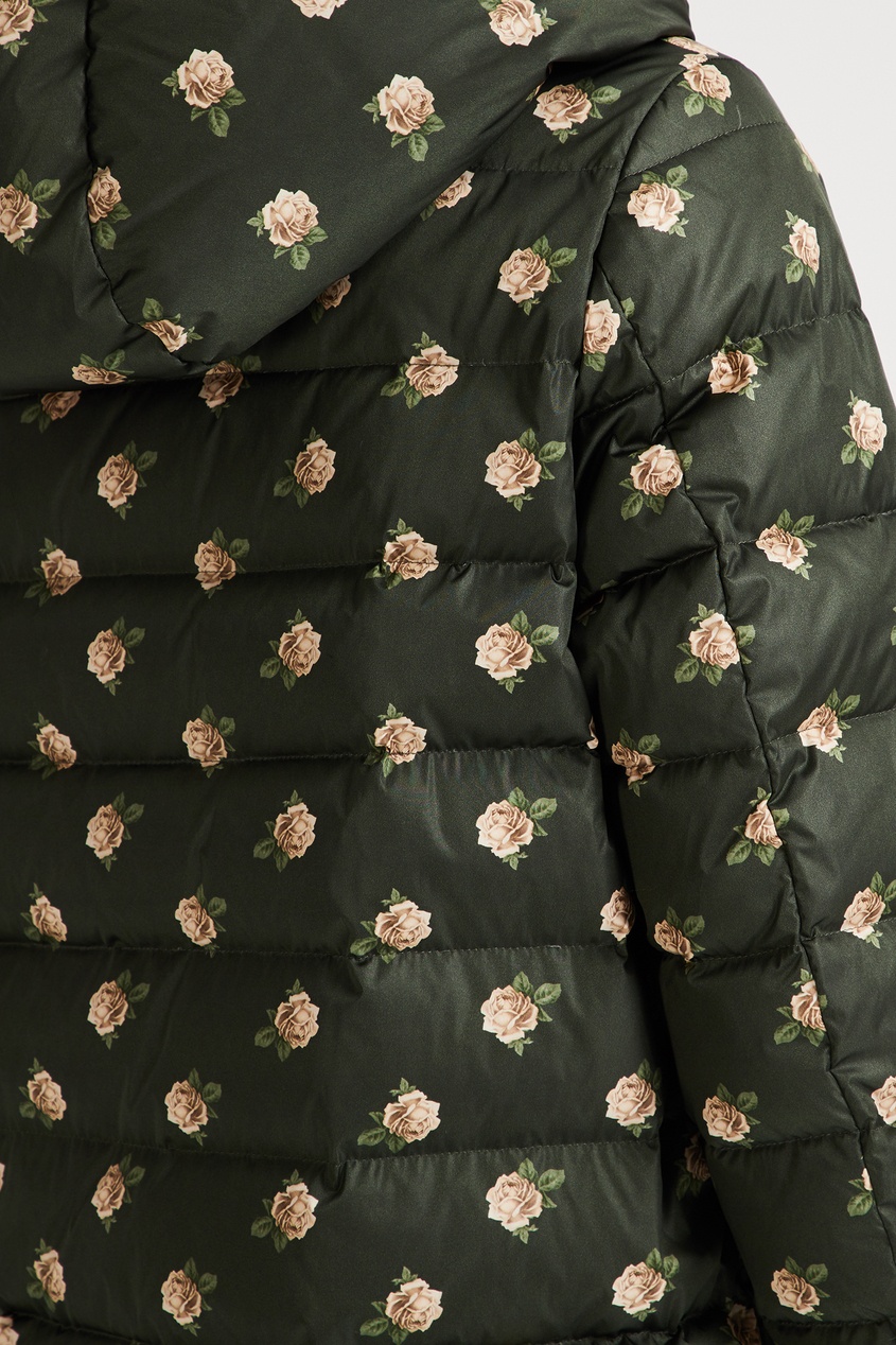 фото Стеганое зеленое пальто с цветочным принтом alena akhmadullina