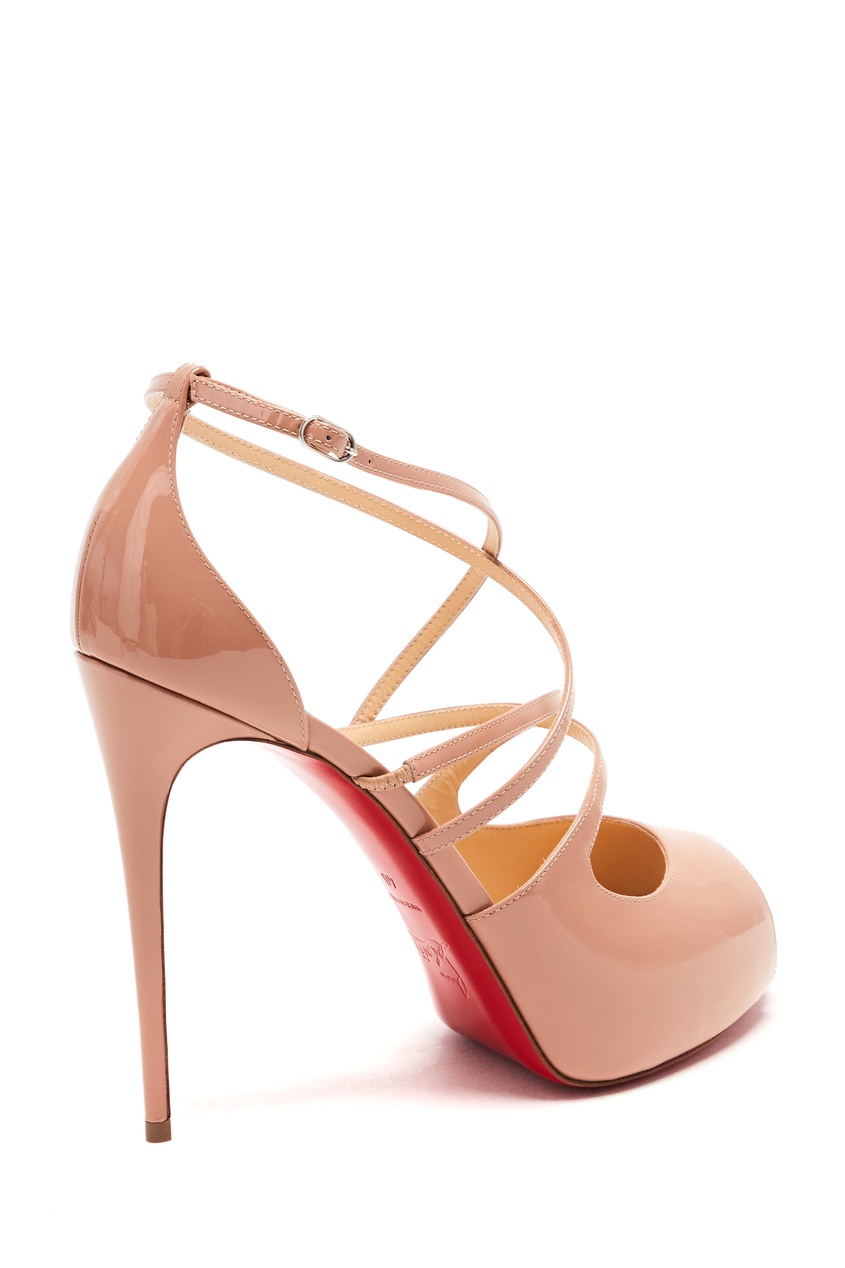 фото Нюдовые лаковые босоножки holly 120 christian louboutin