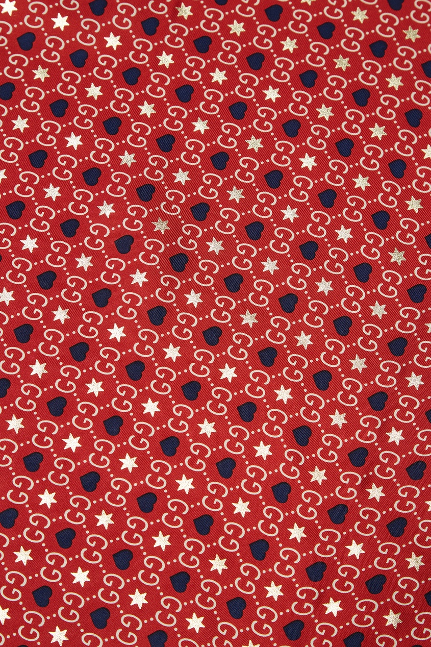 фото Шелковый платок с красно-синим рисунком gucci